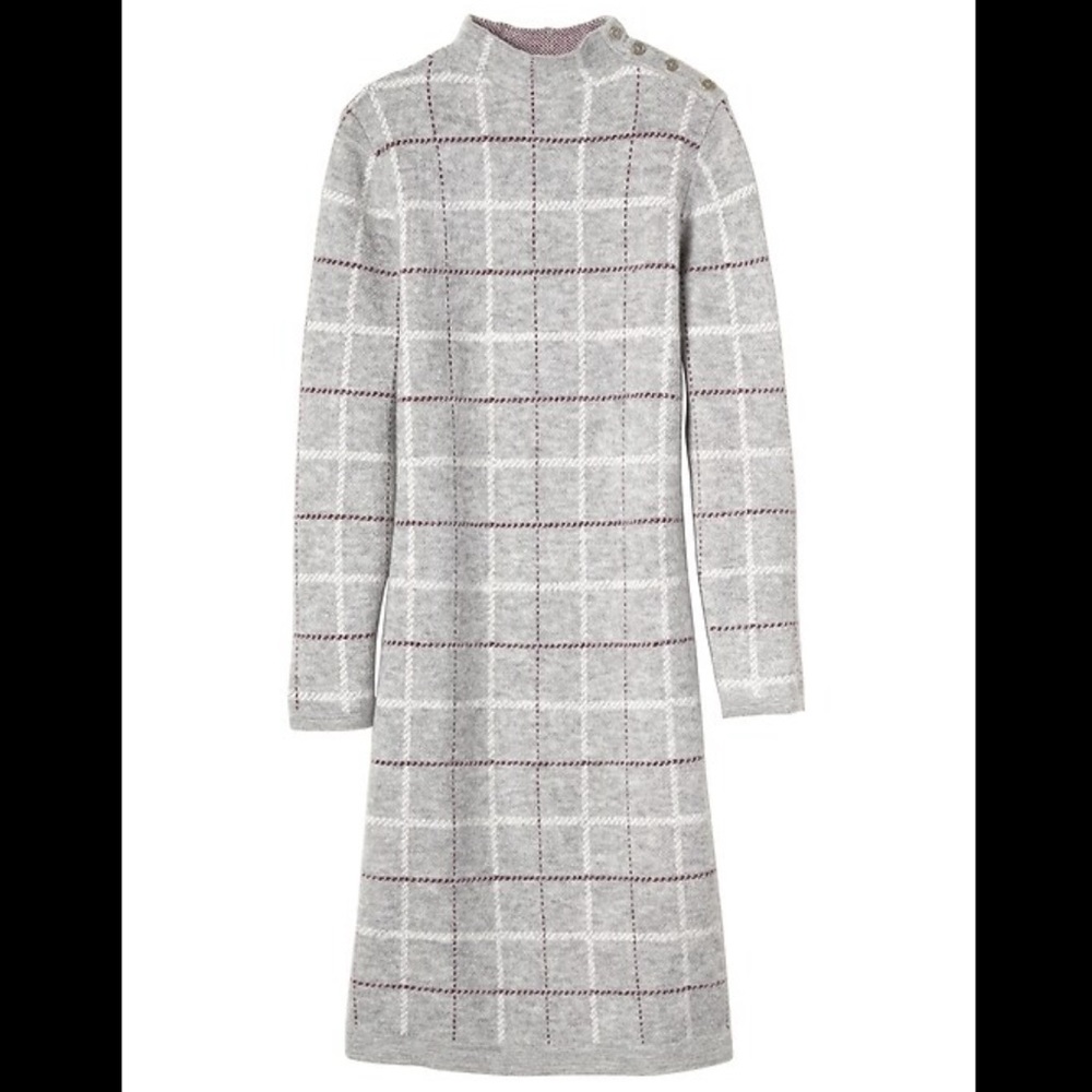 Banana Republic Plaid Mockneck Sweater Dress